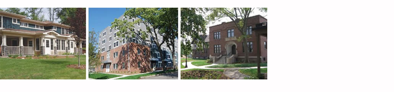 Tryptic of multifamily residential buildings 