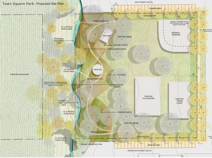 A graphic mockup of landscaping and architectural plans for Afton, MN.