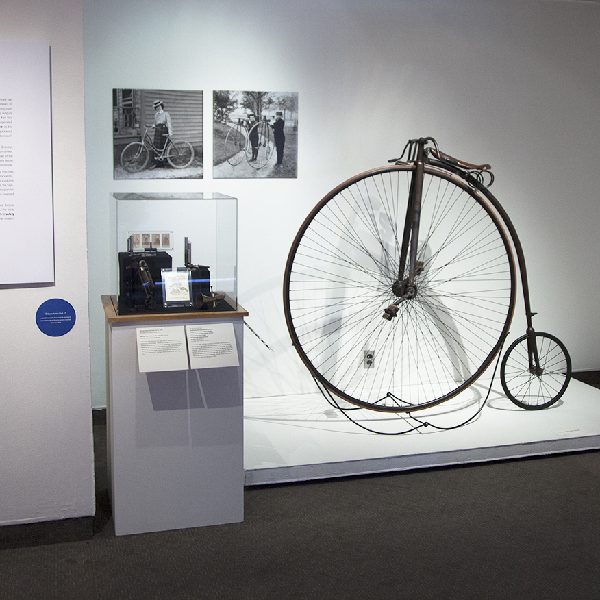 Design Cycles exhibition with vintage bikes on display