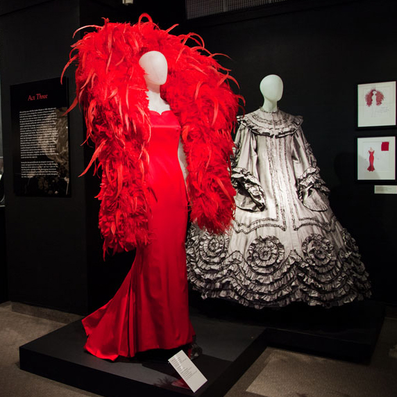 Character and Costume: A Jack Edwards Retrospective exhibition featuring multiple costumes on various mannequins