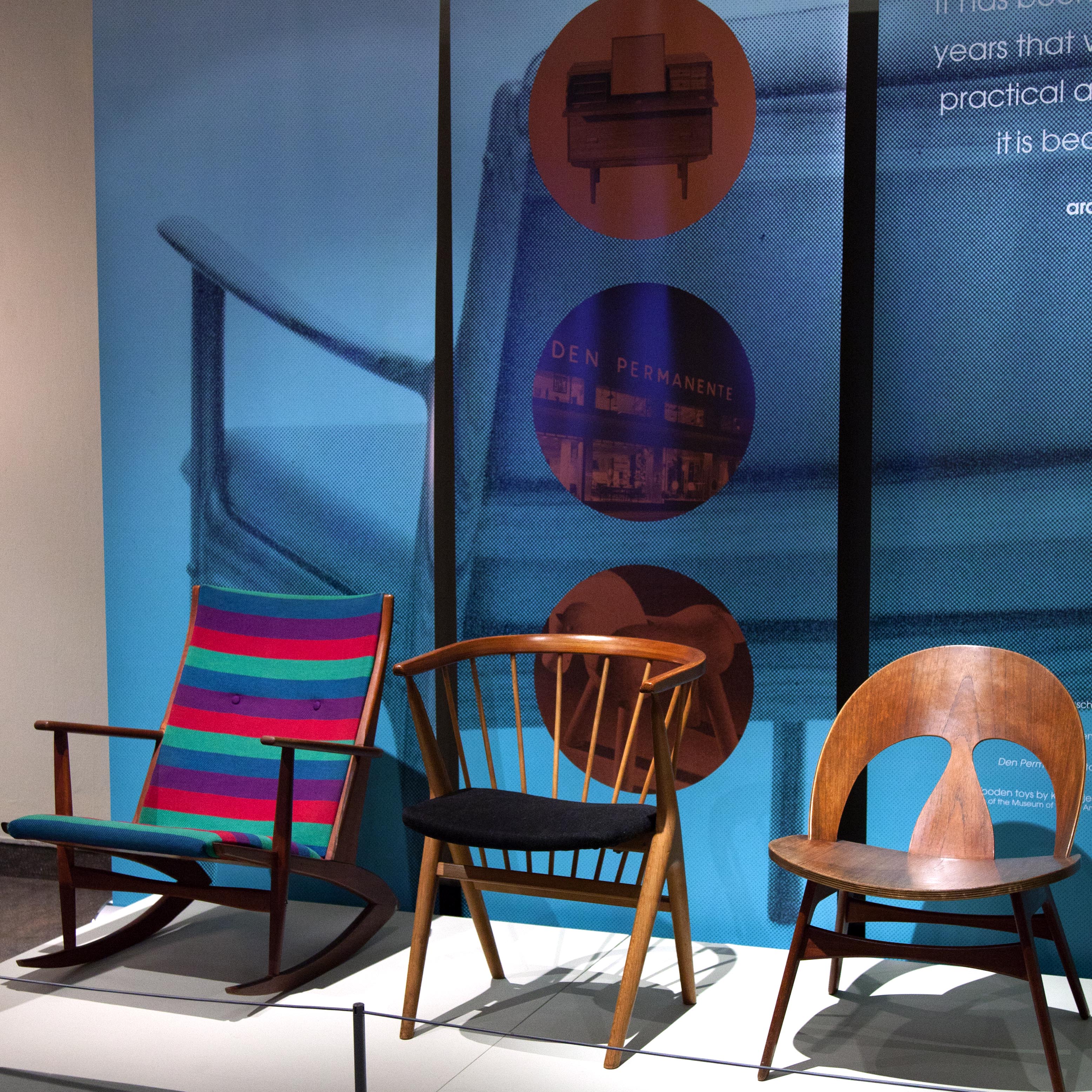 Danish Modern exhibition with chairs
