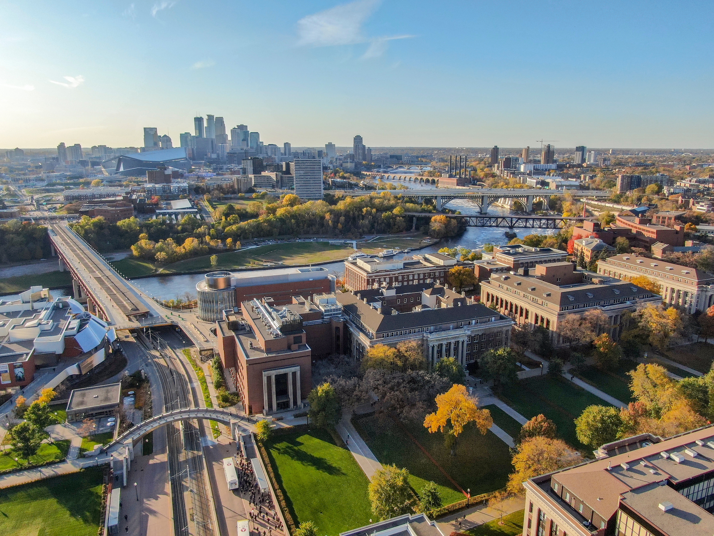 Campus with the Minneapolis skyline in the background