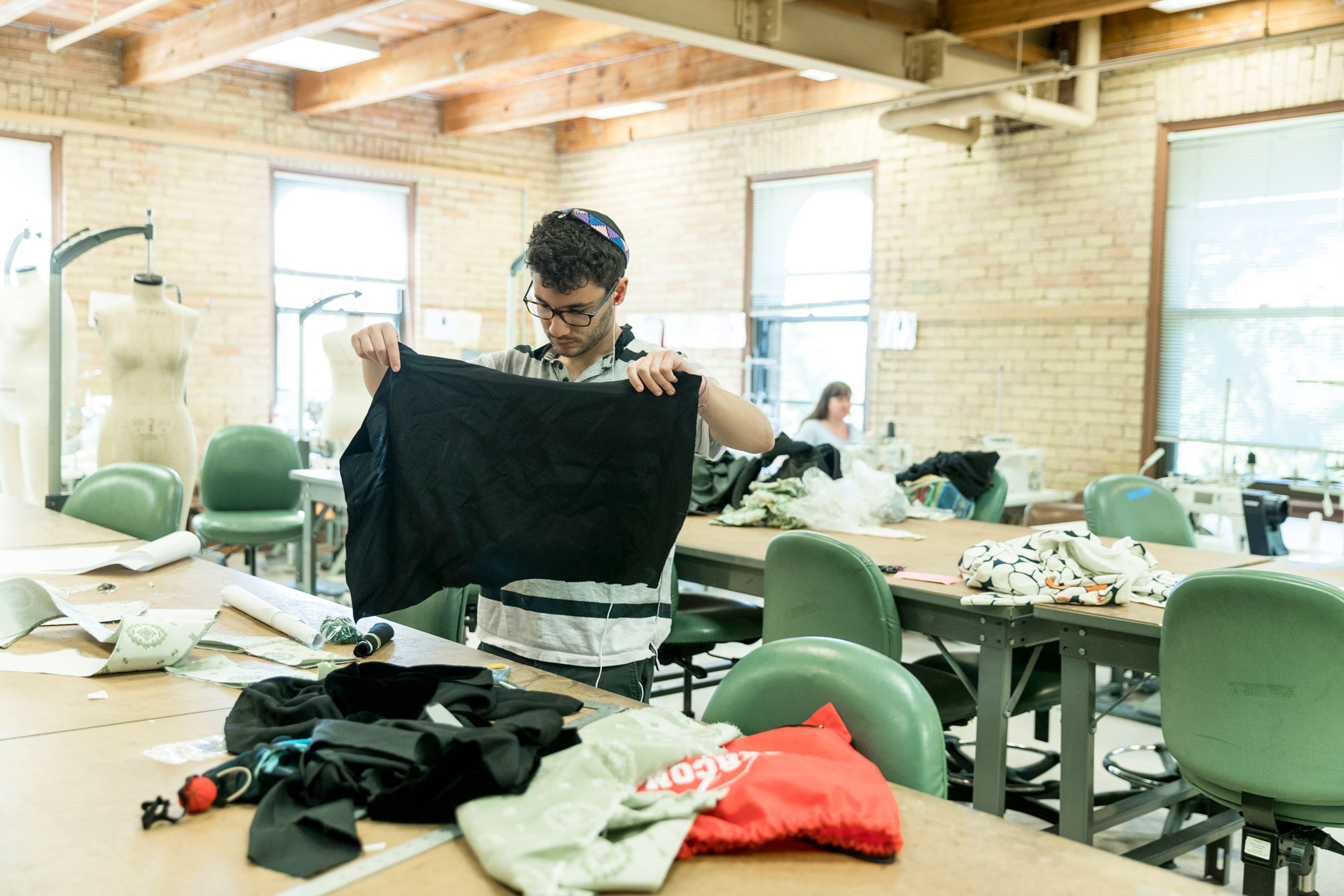 Apparel Design student working on a garment in the studio