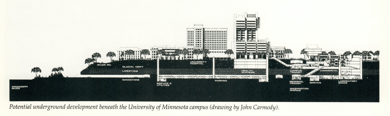 Potential underground development beneath the University of Minnesota campus (drawing by John Carmody).