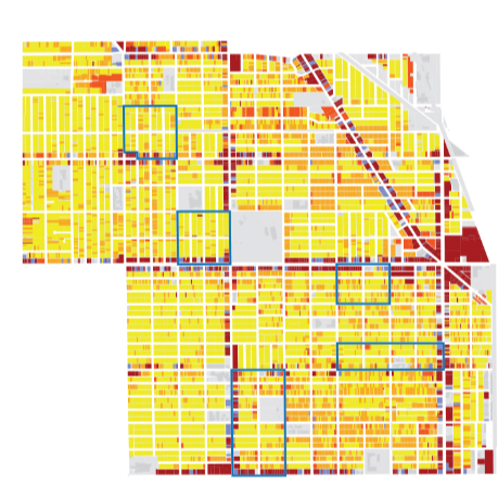 Geosocial visualization map of city.