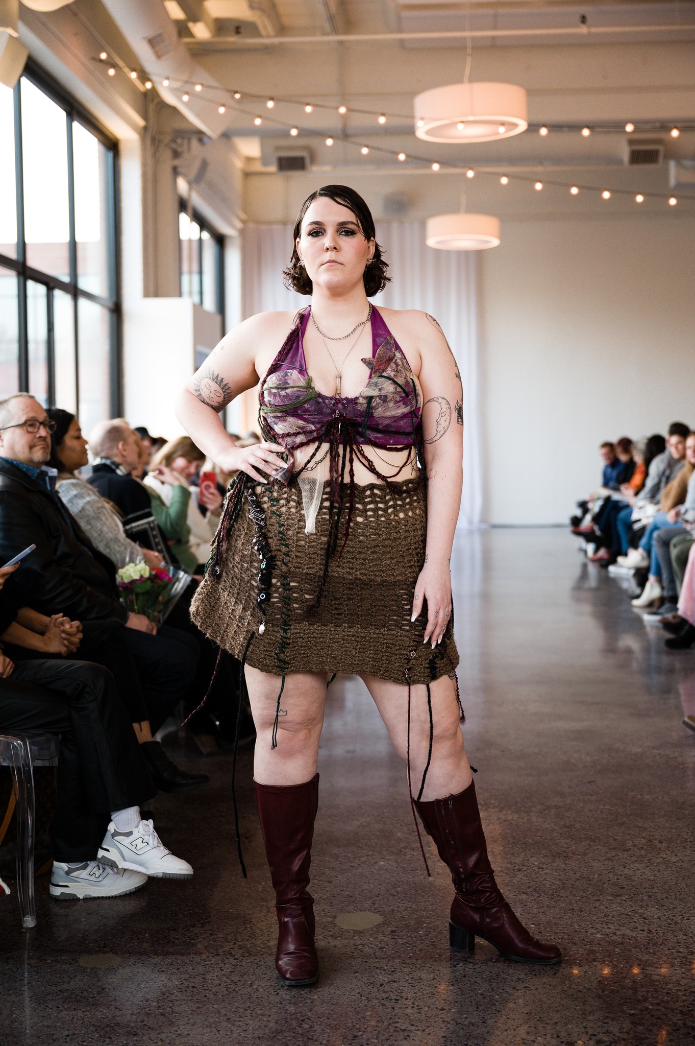 Model for Katie Johnson's line Ephemeral walks runway.