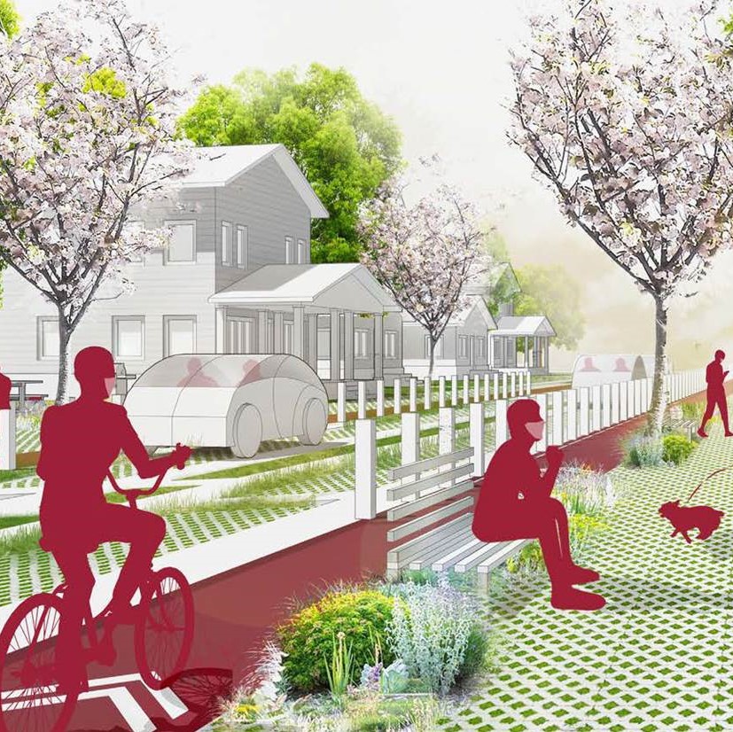Digital rendering of a walkable city.