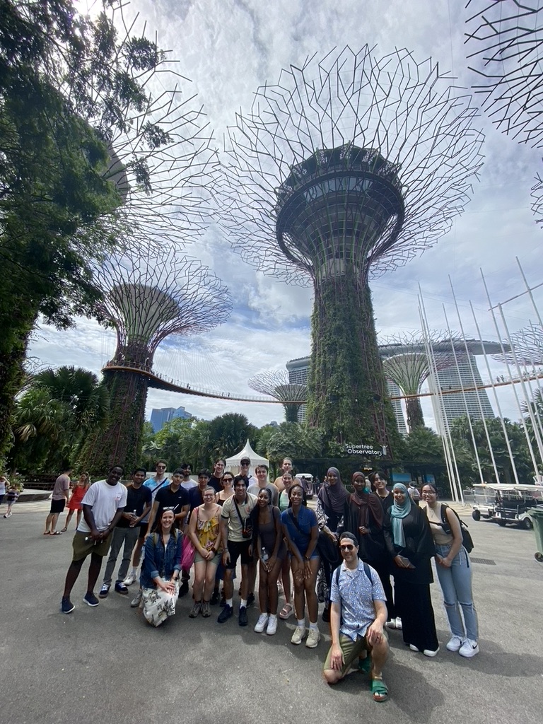 Students in front of the Garden by the Bay.