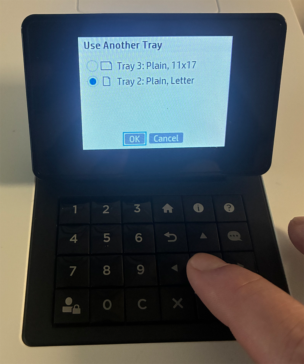 select a tray/paper size
