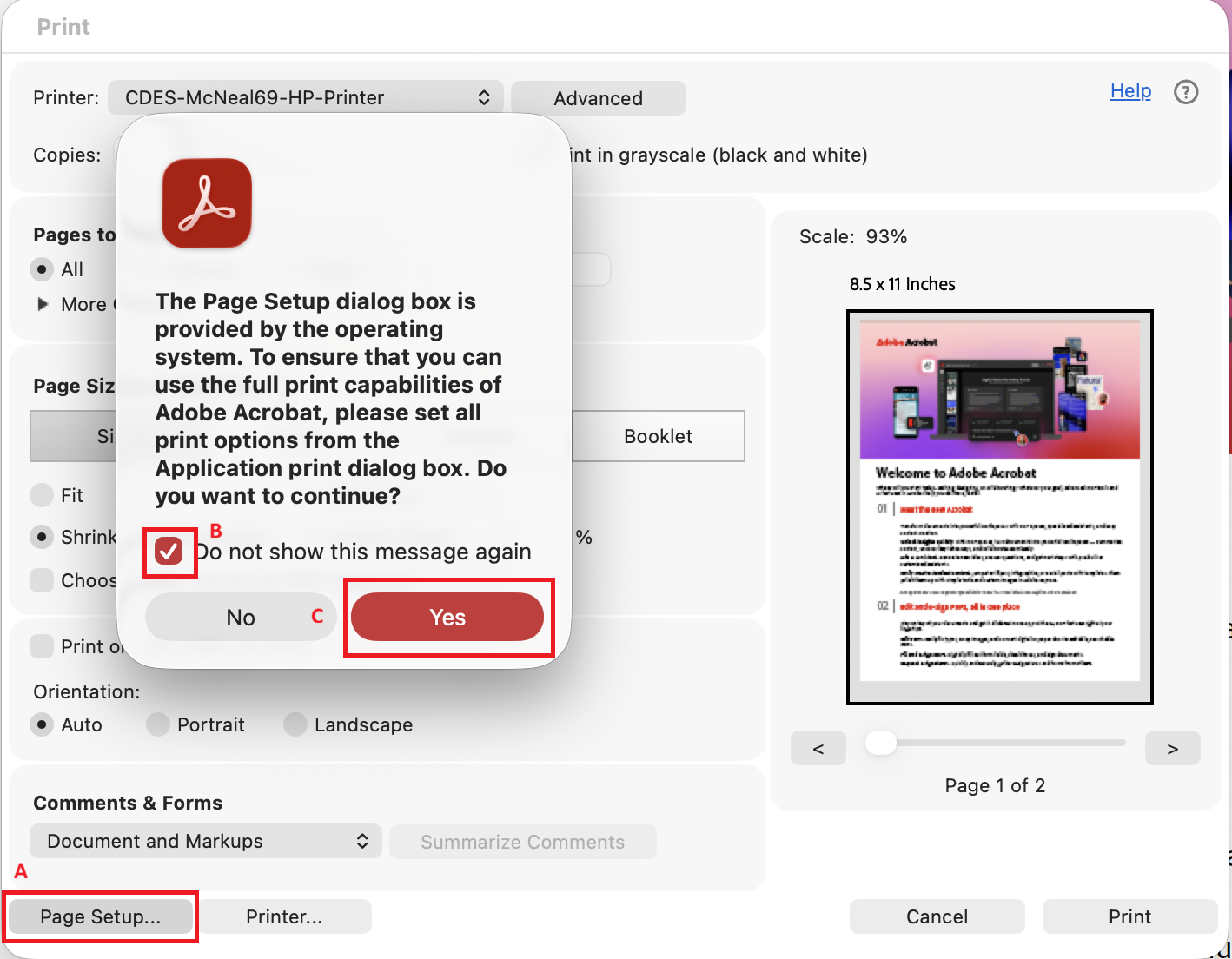 visual steps to select paper size part 1
