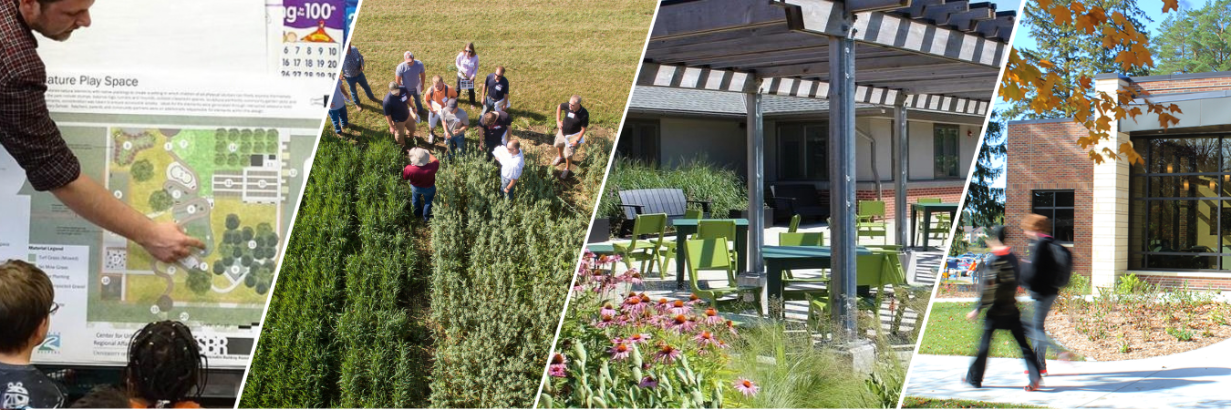 CSBR banner of farms, landcsaped patios, and people working together