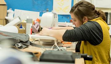 Student Sewing in Product Design Studio.