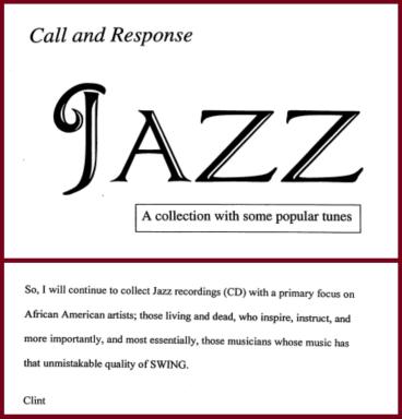 Screen shot of a collection of jazz artists Clint Hewitt created
