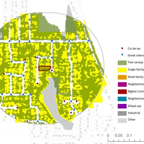 Map of tree growth in residental areas